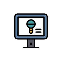 a computer monitor with a magnifying glass on it vector