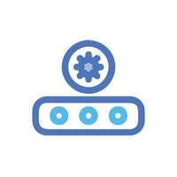 a blue icon of a computer with a clock on it vector