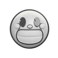 Retro 3D Grinning Face Emoticon Icon Illustration png