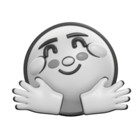 Retro 3D Emoticon Smiling Face With Open Hands png