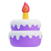 3D Animated Purple Cake Birthday Celebration png