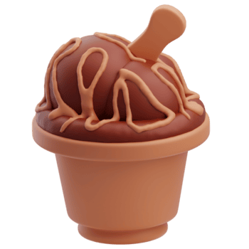 3d chocolate hielo crema helado con frutas y nueces postre ilustración png