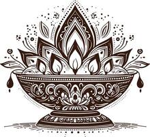 Diwali Diya simple lamp design vector