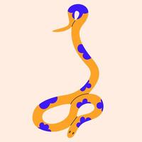 Snake isolated.Hand drawn colored snake.Chinese new year symbol.Year of the snake illustration for greeting card, sticker, background. Hand drawn trendy illustration EPS10 vector
