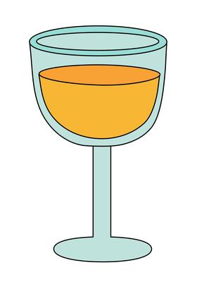 Cocktail with orange, juice in glass. flat illustration.