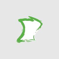 an abstract shape resembling a piece of paper or a note, outlined in a vibrant green color. vector