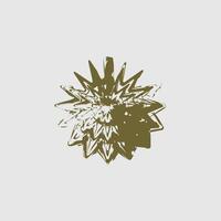 an abstract, spiky shape rendered in a muted olive green color. vector
