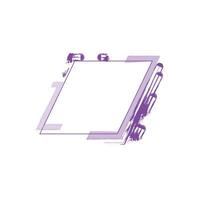 a square frame with a clean, white interior, outlined in a soft lavender color. vector
