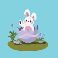 cute rabbit and egg illustration vector