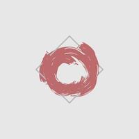 a circular brushstroke in a warm, muted coral color, set against a light gray background. vector