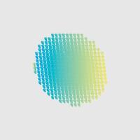 a circular shape composed of a gradient pattern that transitions from a deep turquoise at the top to a soft yellow at the bottom. vector
