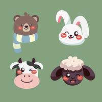 animal faces flat design vector