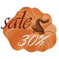 autumn black friday sale design with round pressed white pumpkin and discount numbers in it vector