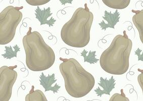 autumn horizontal poster with green long pumpkins with various autumn leaves with reduced transparency vector
