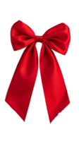 Red ribbon bow isolated on transparent background. Clipping path included. png