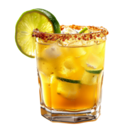Cocktail with lime and ice in a glass isolated on transparent background png
