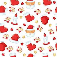 Christmas elements seamless pattern, with cute cartoon design style in white background vector