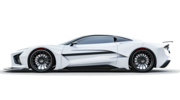 White concept sports car coupe isolated on transparent background. 3d rendering png