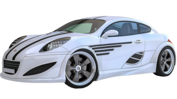 White sports car coupe isolated on transparent background. 3d rendering png