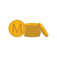 Gold coins icon. Flat illustration of gold coins. Coins icon in isometric 3d style on a white background. design element illustration of a coin symbolizing treasure. vector