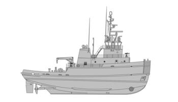A drawing of a large boat on a white background vector