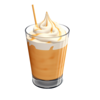 Iced coffee in a glass with whipped, isolated on transparent background. 3d illustration. png