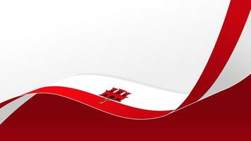 waving Gibraltar flag background with copy space for text. Gibraltar national day vector