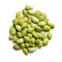 Pumpkin seeds isolated on transparent background. Top view. Flat lay. png
