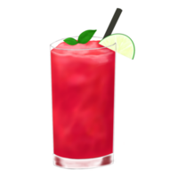 a red drink with a lime slice on top png