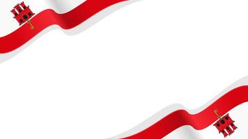 wavy Gibraltar flag background with copy space for text. Gibraltar national day vector