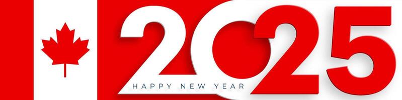 Happy New Year 2025, festive pattern with canada flag concept vector