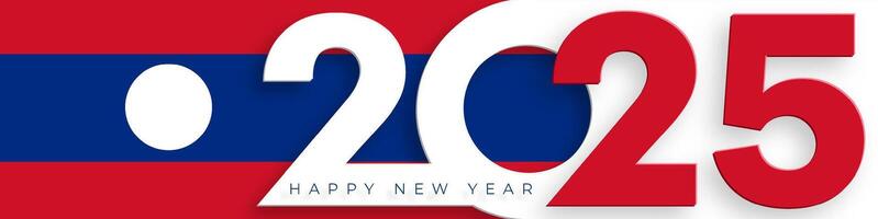 Happy New Year 2025, festive pattern with Laos flag concept vector