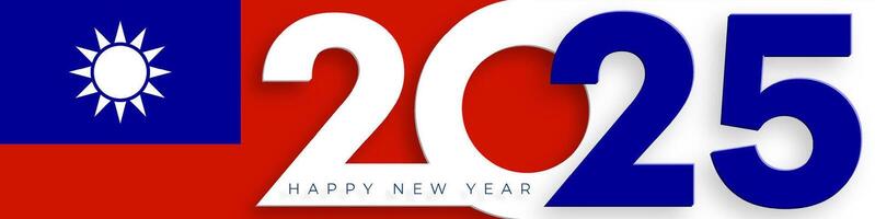Happy New Year 2025, festive pattern with Taiwan flag concept vector