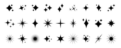 sparkle star icon, star sparkle, Shining sparkle icon, Blink twinkle, sunburst star shapes collection. Abstract magic light flare stars icon templates pack isolated on white background vector