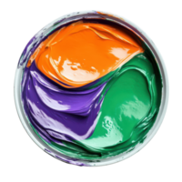 Vibrant Container with Purple, Orange, and Green Gouache for Creative Projects Transparent Background png