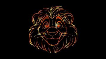 Neon frame effect, Lion on black background video