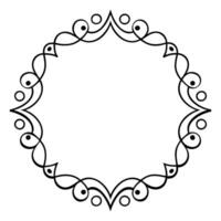 A black and white drawing of a circular frame vector