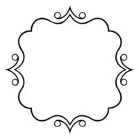 A black and white drawing of a frame with a scroll vector