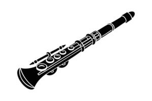 A black and white illustration of a clarinet vector