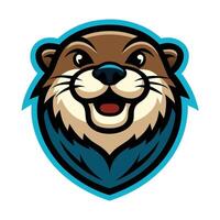 An otter mascot head with a blue background vector