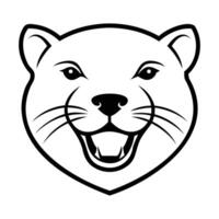 A black and white drawing of a cat's head vector