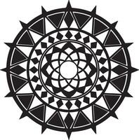 A black and white design of a circular design vector