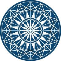 A circular design with a flower in the center vector