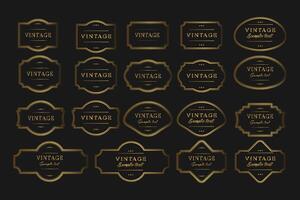 Elegant set of gold vintage frames on black background with text. illustration vector