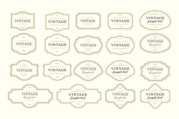 Set elegant retro vintage frame, on beige background with empty space. illustration