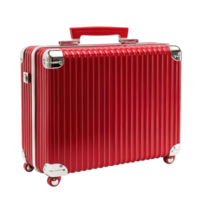Stylish Red Suitcase with Raised Handle for Easy Travel Transparent Background png