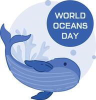World ocean day. Save the ocean, nature. A simple, calming illustration of a whale vector