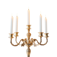 Elegant Vintage Candelabra with a Lit Candle for Dinner Parties Transparent Background png