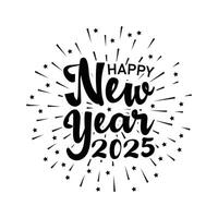 Happy new year 2025 design with sunburst and star vector