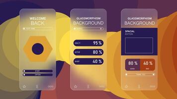 Background gradient glassmorphism effect mobile application design template. vector